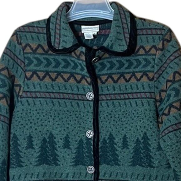 Vintage Coldwater Creek Aztec Southwestern Wool Blend Blazer Jacket Medium - Picture 2 of 7